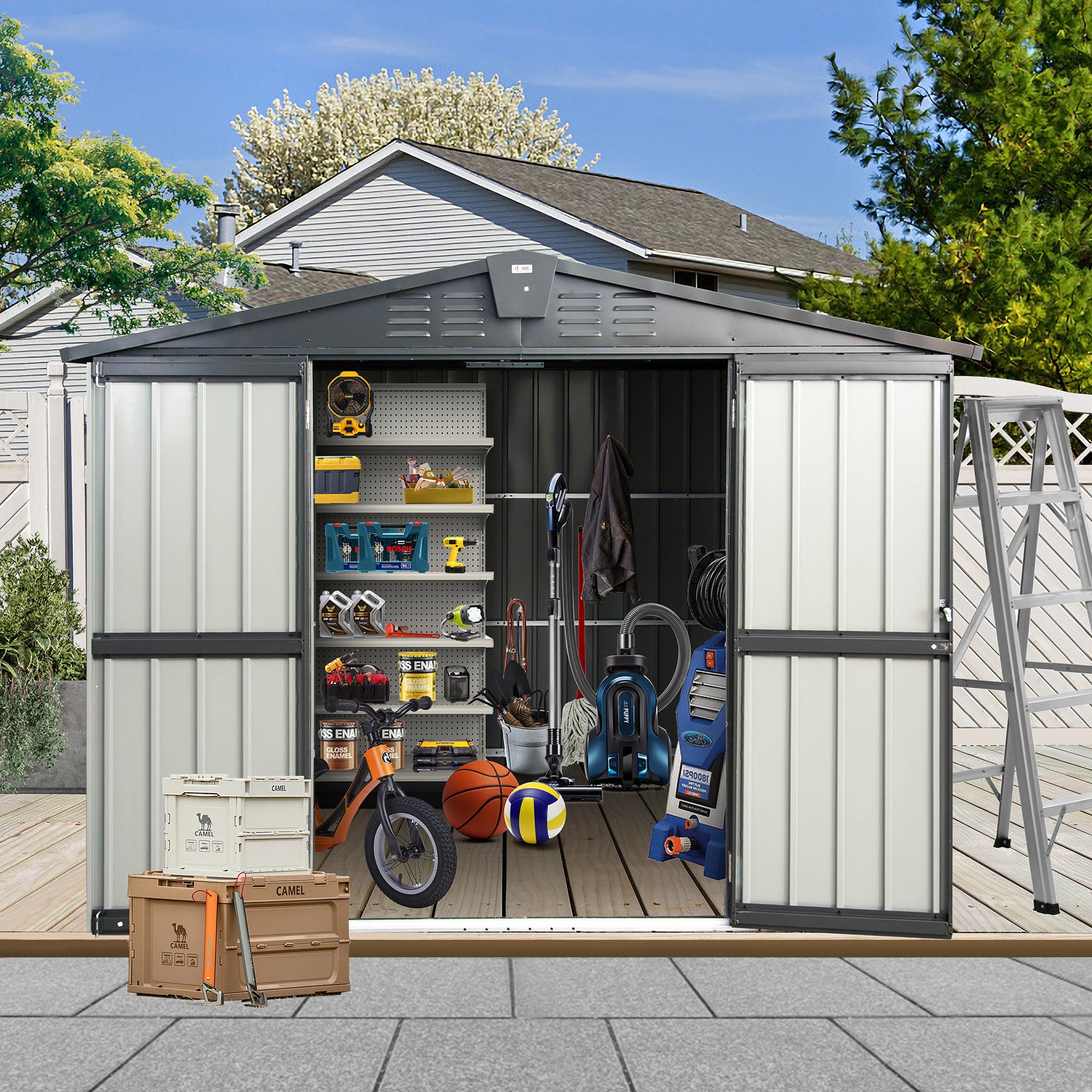 Storage Sheds Garden Shed with Metal Galvanized Steel Roof Outside Sheds&Outdoor Storage Clearance