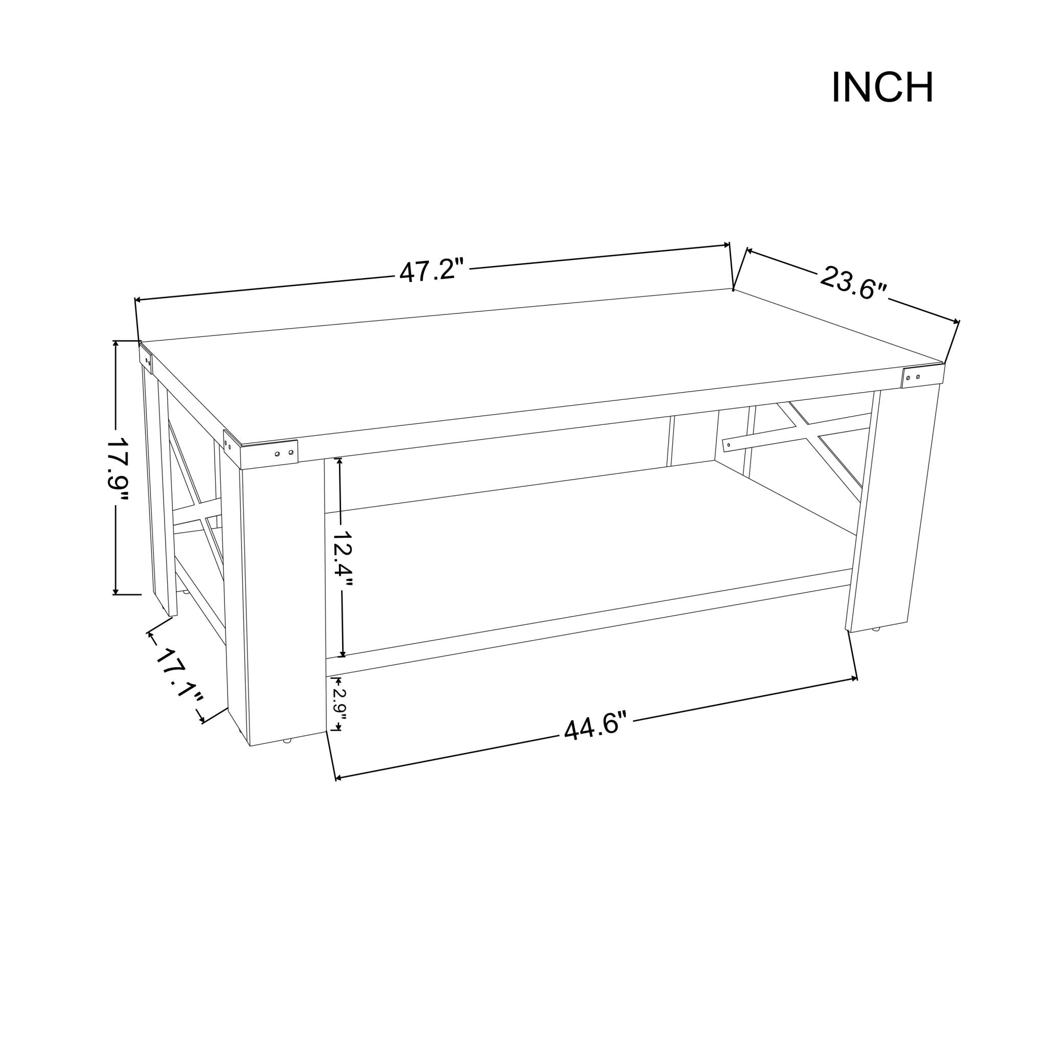 Rectangular Coffee Table - 47.2”