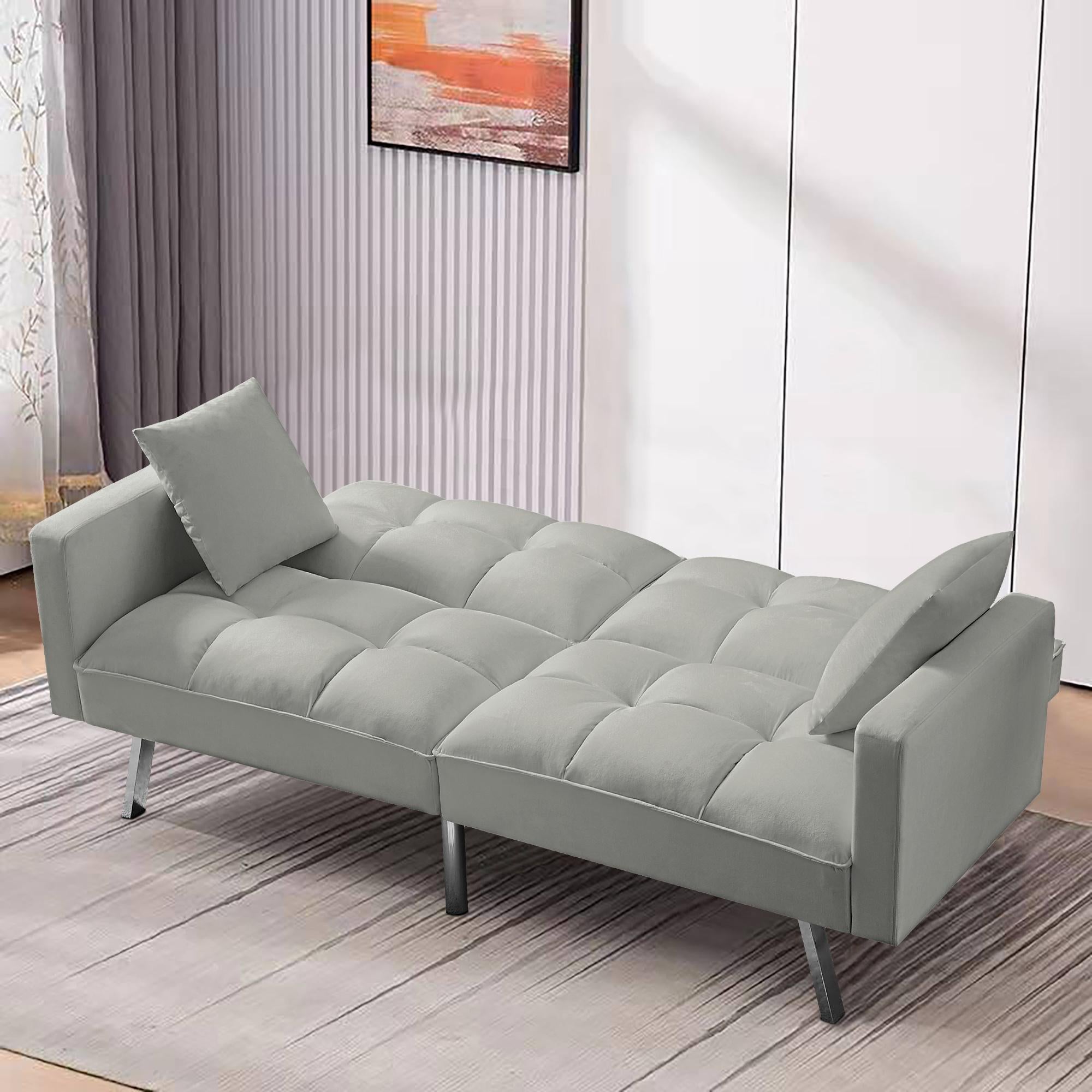 FUTON SOFA SLEEPER  VELVET WITH 2 PILLOWS