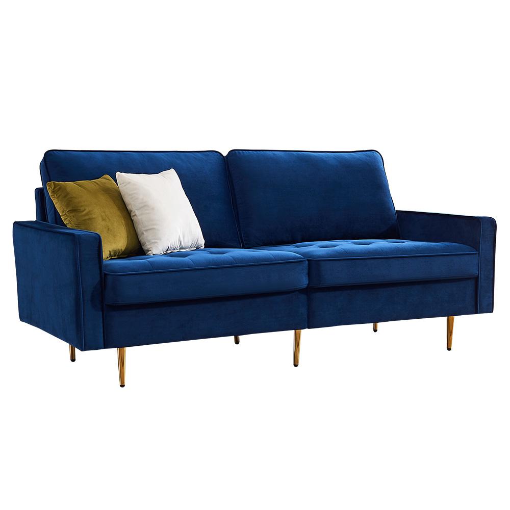 Modern Velvet fabric sofa 71" - Blue