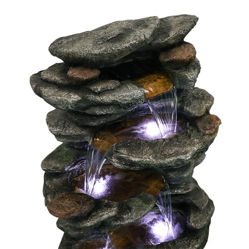 40inches High Rock Outdoor Cascading Waterfall with LED Lights, Soothing Tranquility for Home Decor