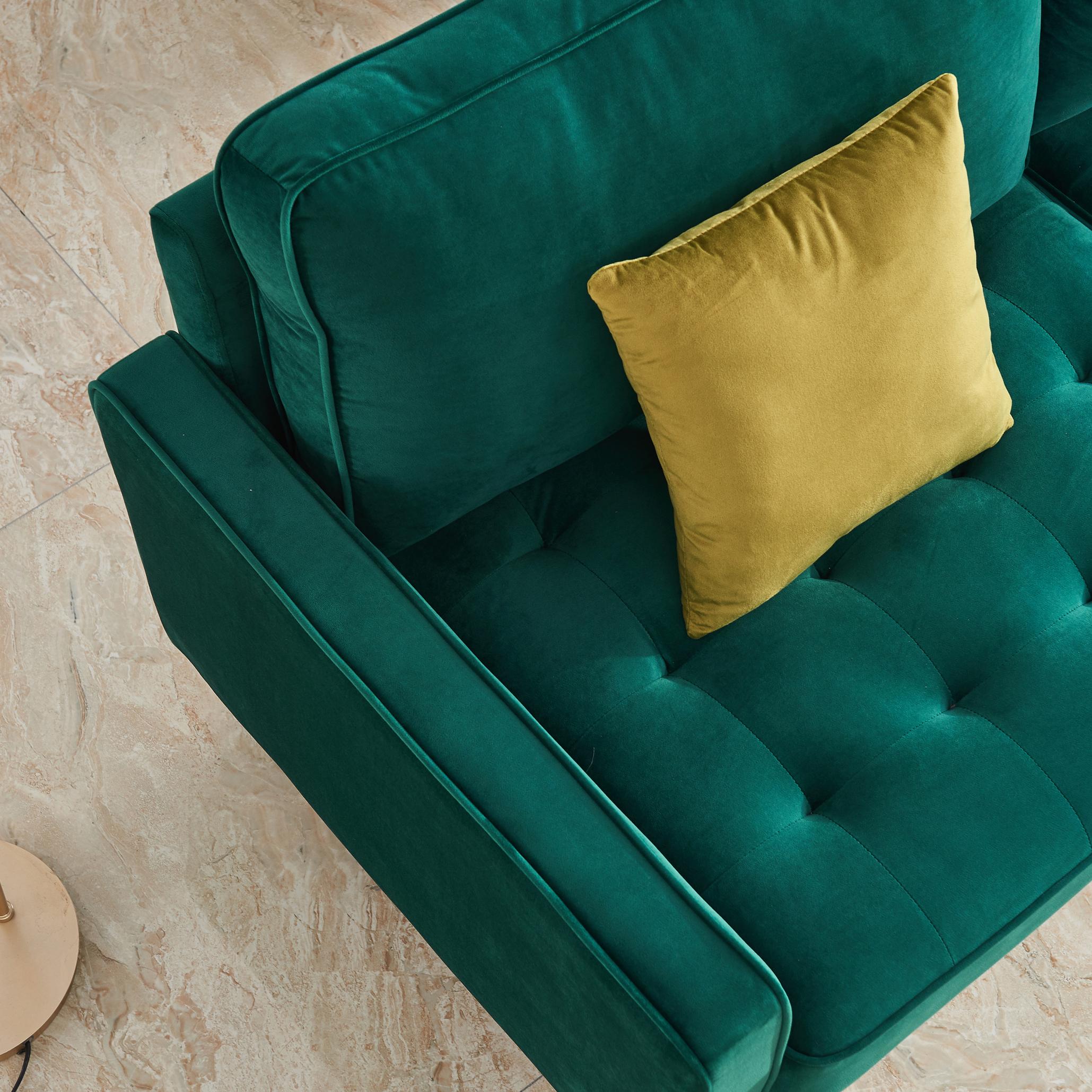 Modern Velvet fabric sofa 71" - Emerald