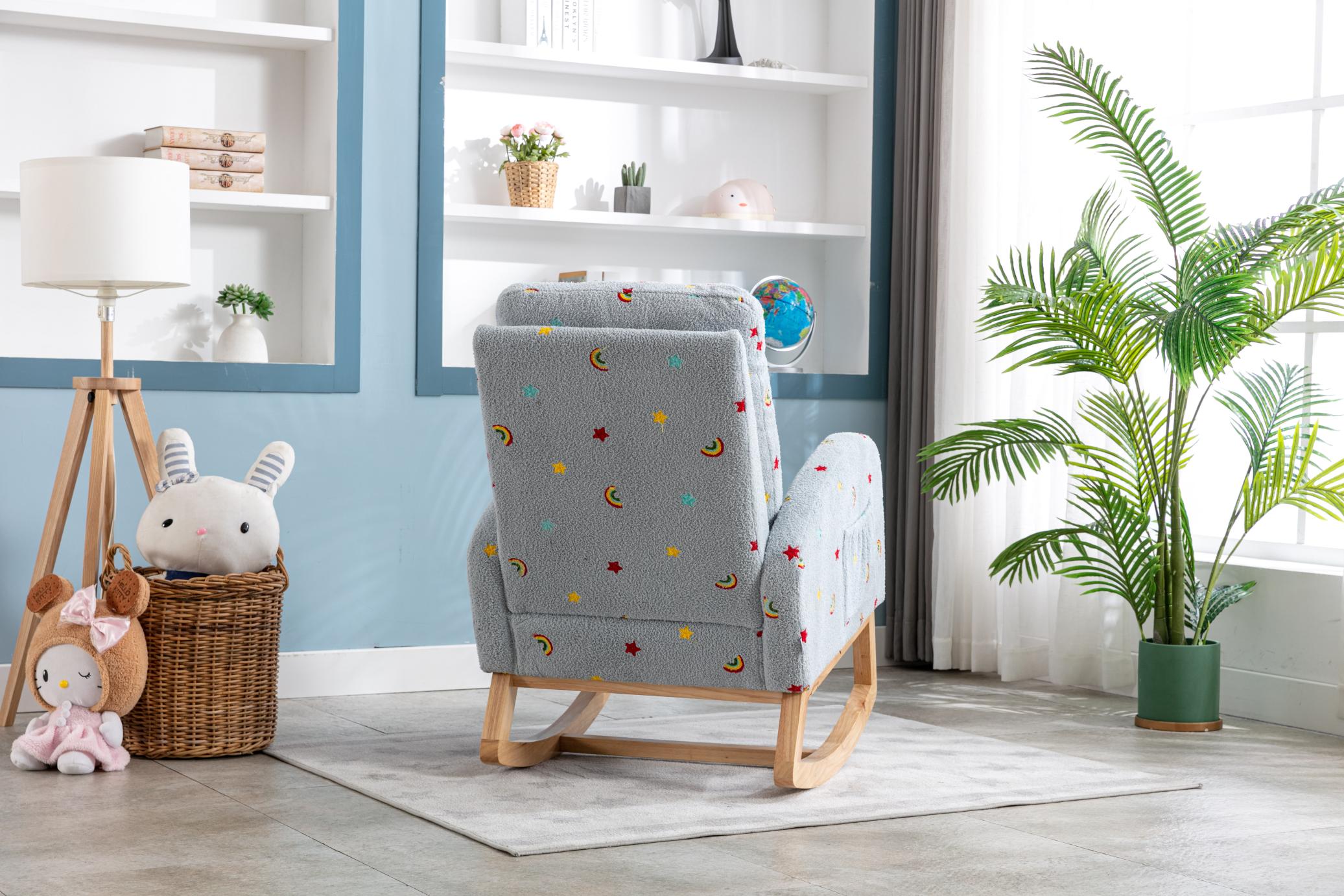 Children Rocking Chair Mid-Century Modern Rocking Armchair Upholstered