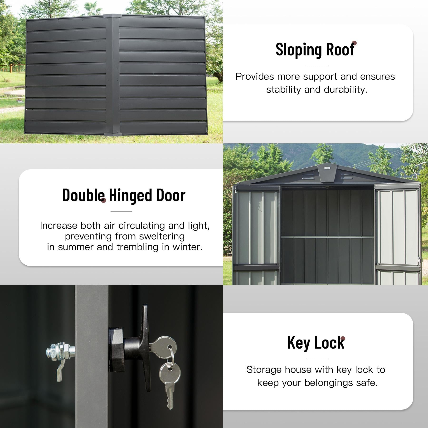 Storage Sheds Garden Shed with Metal Galvanized Steel Roof Outside Sheds&Outdoor Storage Clearance