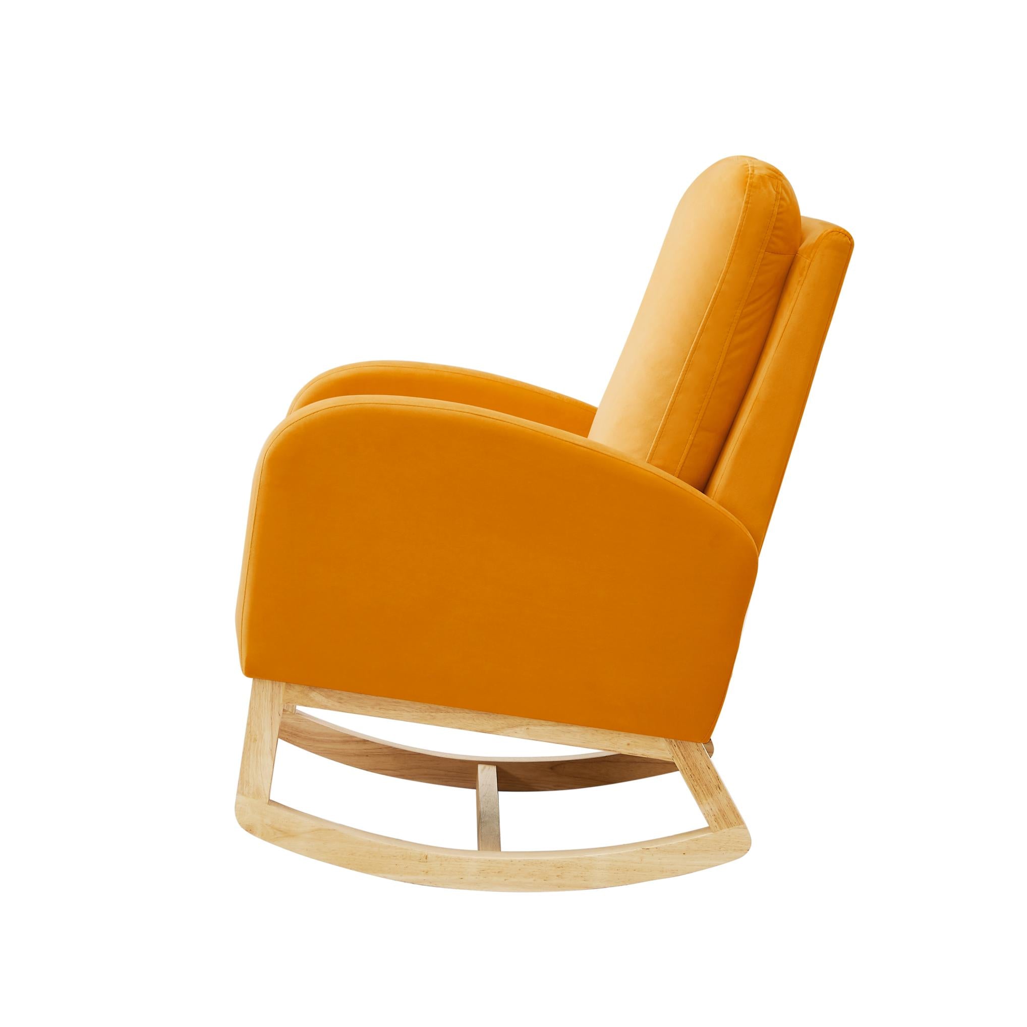 Rocking Chair Mid-Century Modern Rocking Armchair Upholstered Tall Back Accent Glider Rocker