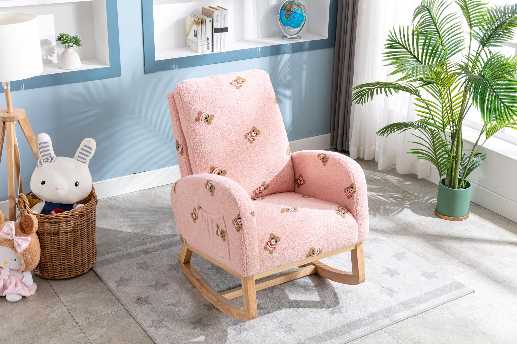 Children Rocking Chair Mid-Century Modern Rocking Armchair Upholstered