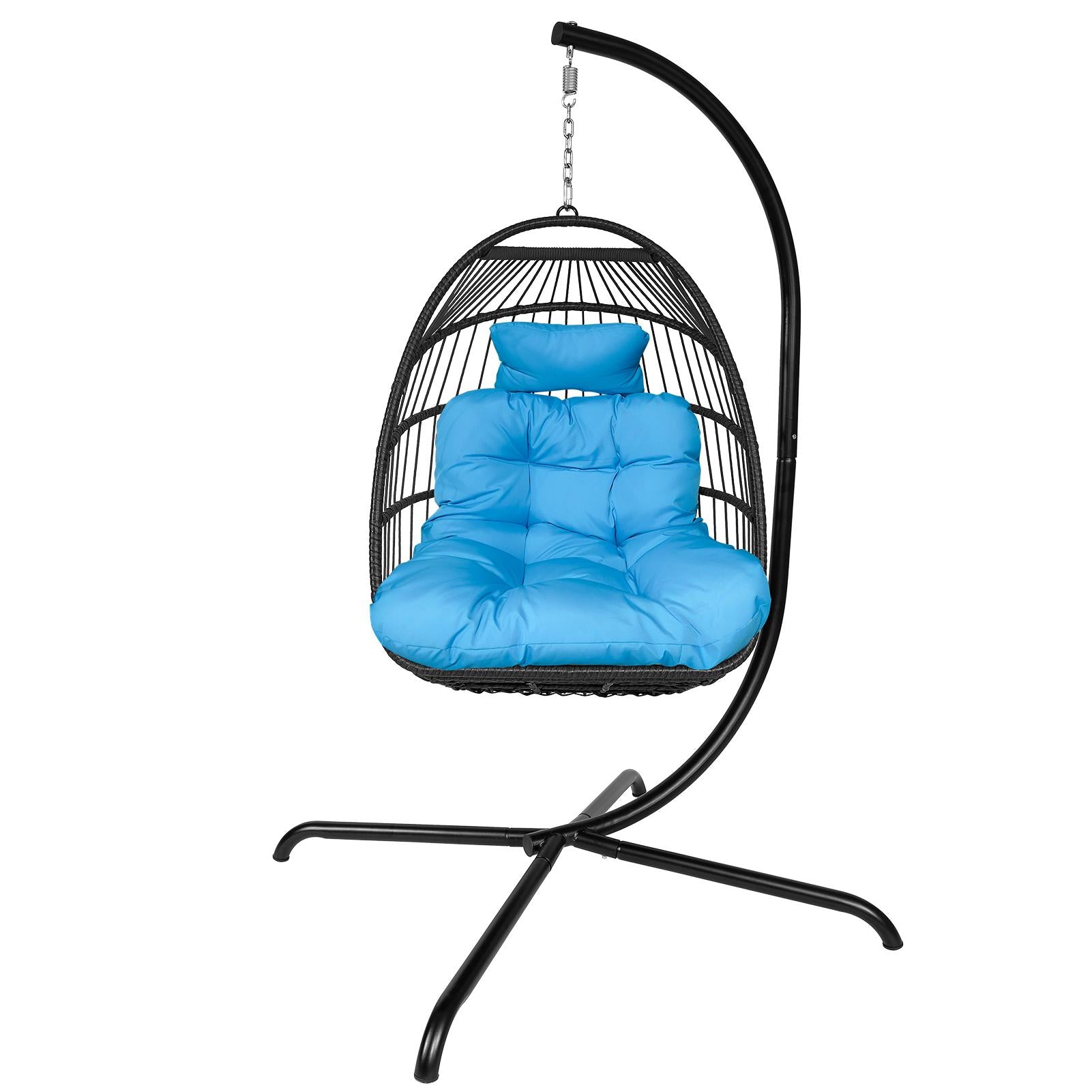 Swing Egg Chair with Stand Indoor Outdoor Rattan Basket Hanging Chair