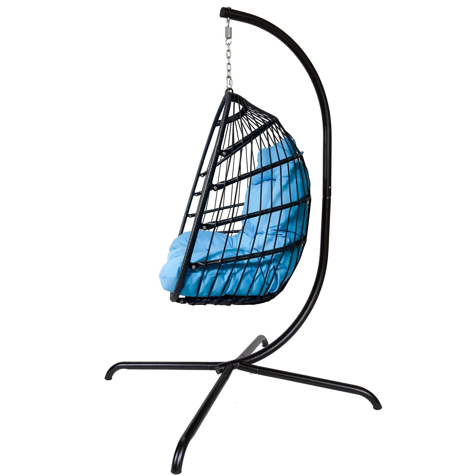 Swing Egg Chair with Stand Indoor Outdoor Rattan Basket Hanging Chair