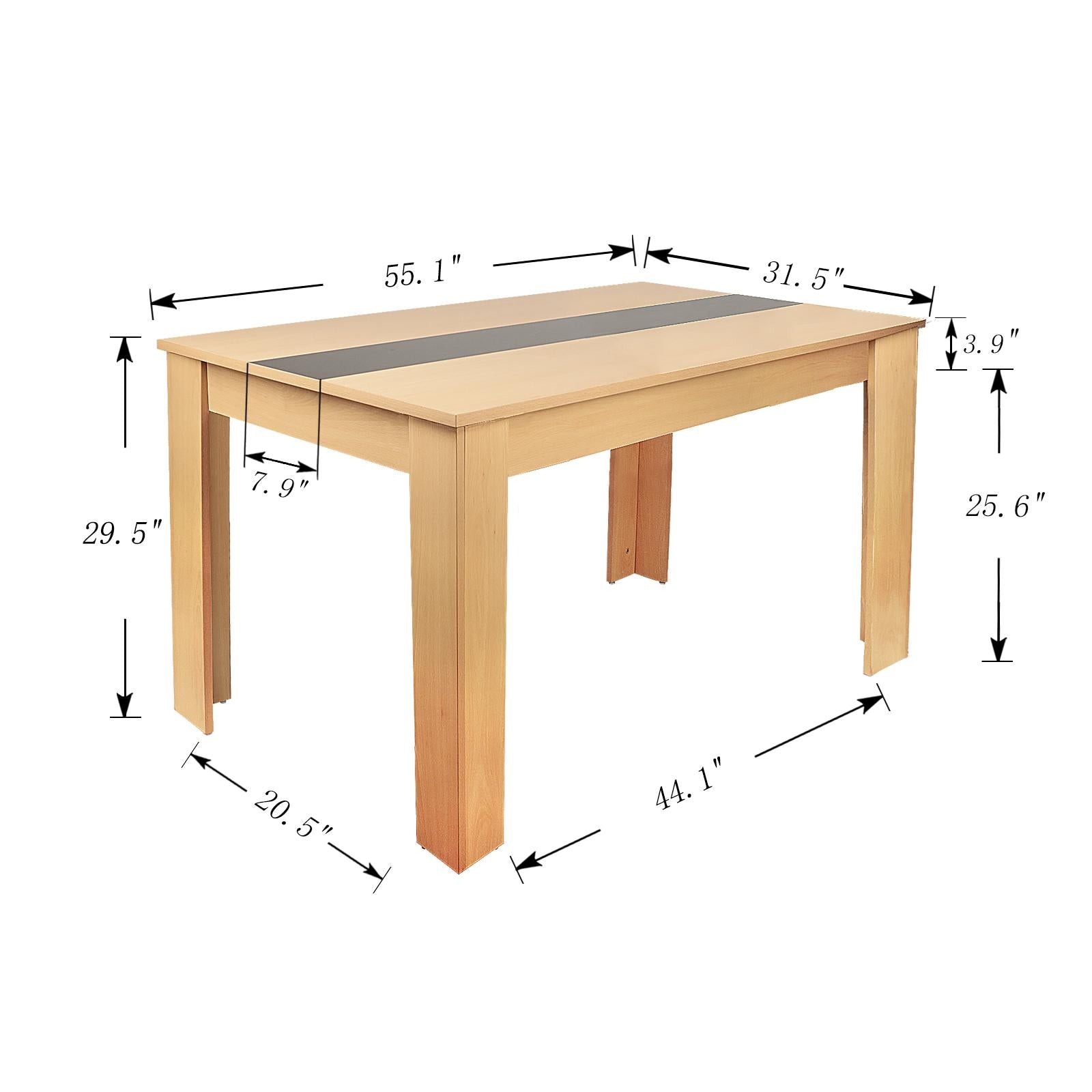 GIVENUSMYF European dining table Height 29.5" Particleboard dark wood with melamine beech wood grain