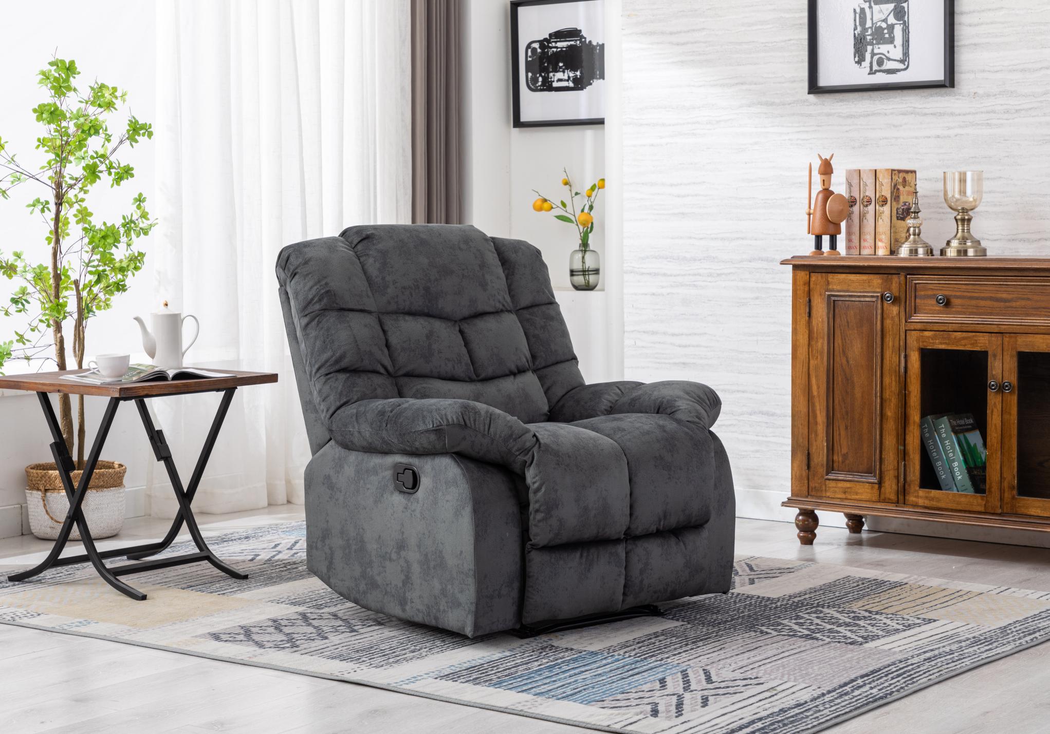 Classic Manual Relciner，suitable for living room&bed room, sofa with soft fabric and modern padded arms and back, arm chair