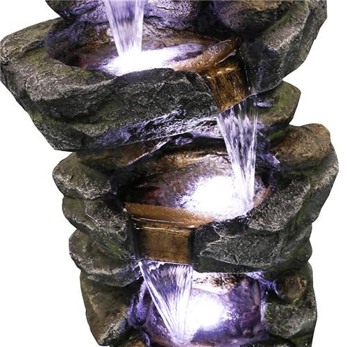 40inches High Stacked Simulated Rock Water Fountain with LED Lights