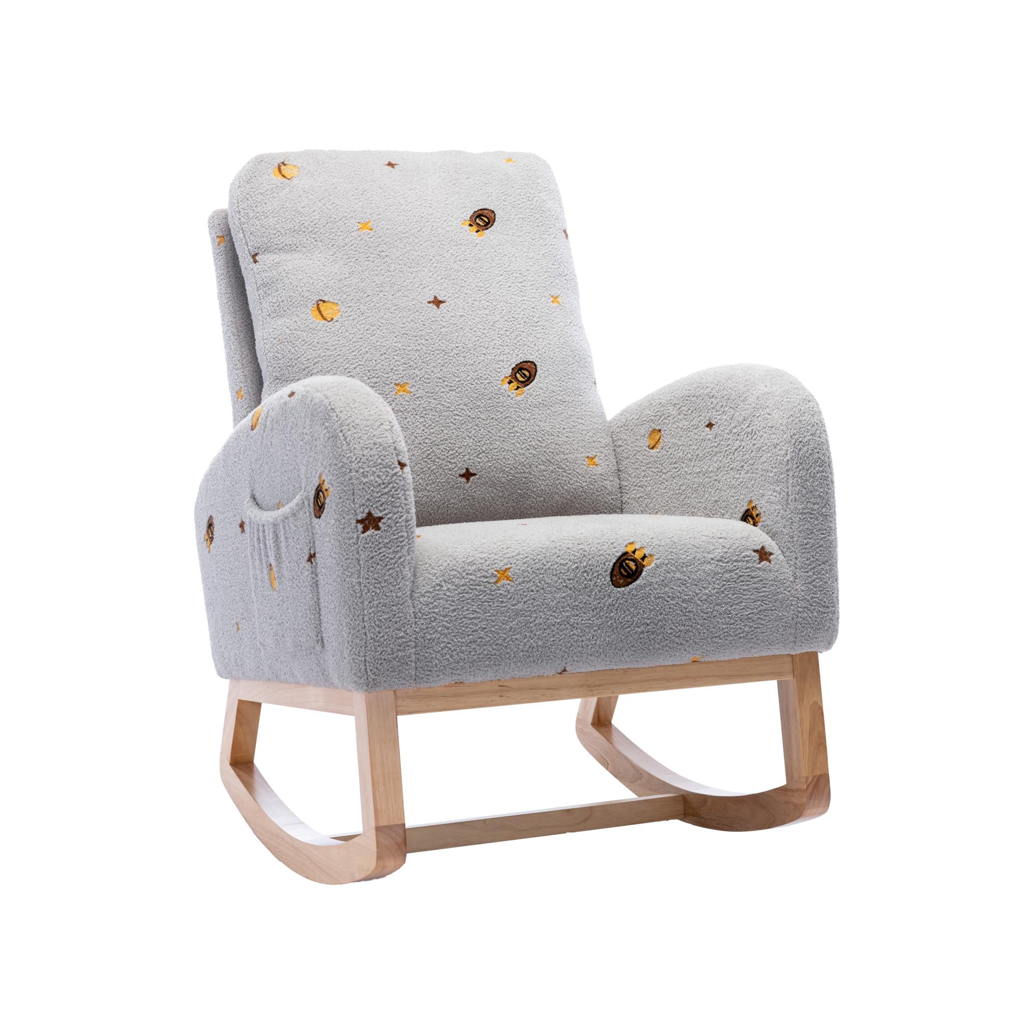 Children Rocking Chair Mid-Century Modern Rocking Armchair Upholstered