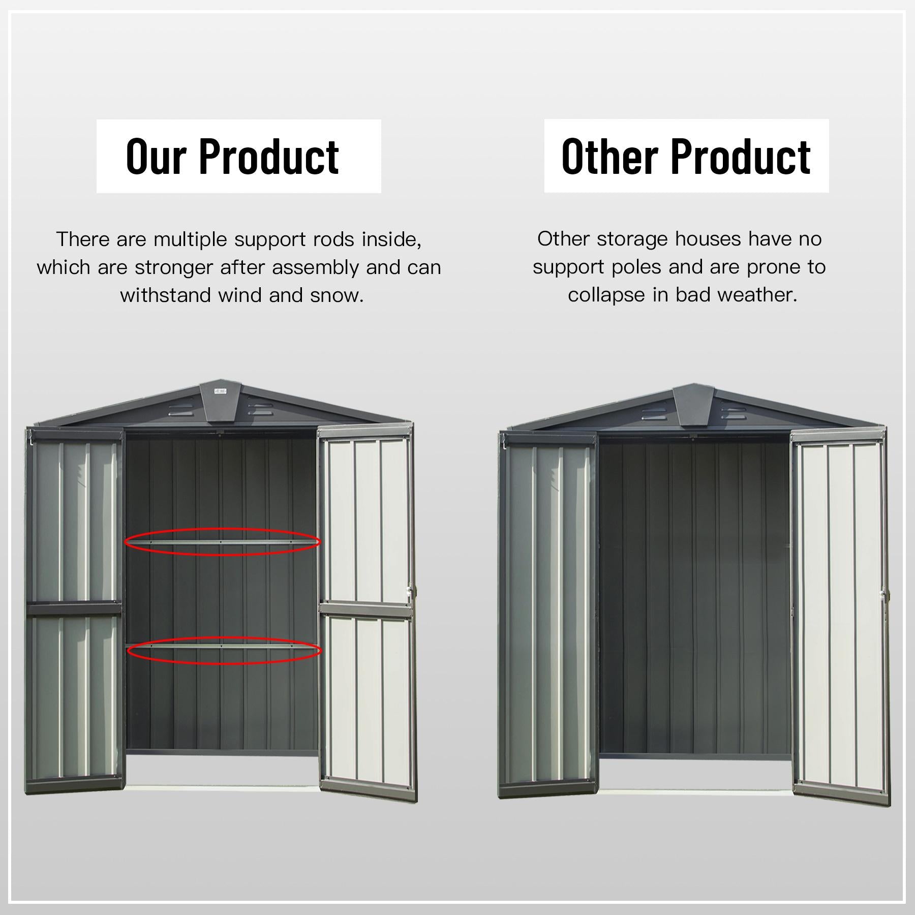 Storage Sheds Garden Shed with Metal Galvanized Steel Roof Outside Sheds&Outdoor Storage Clearance