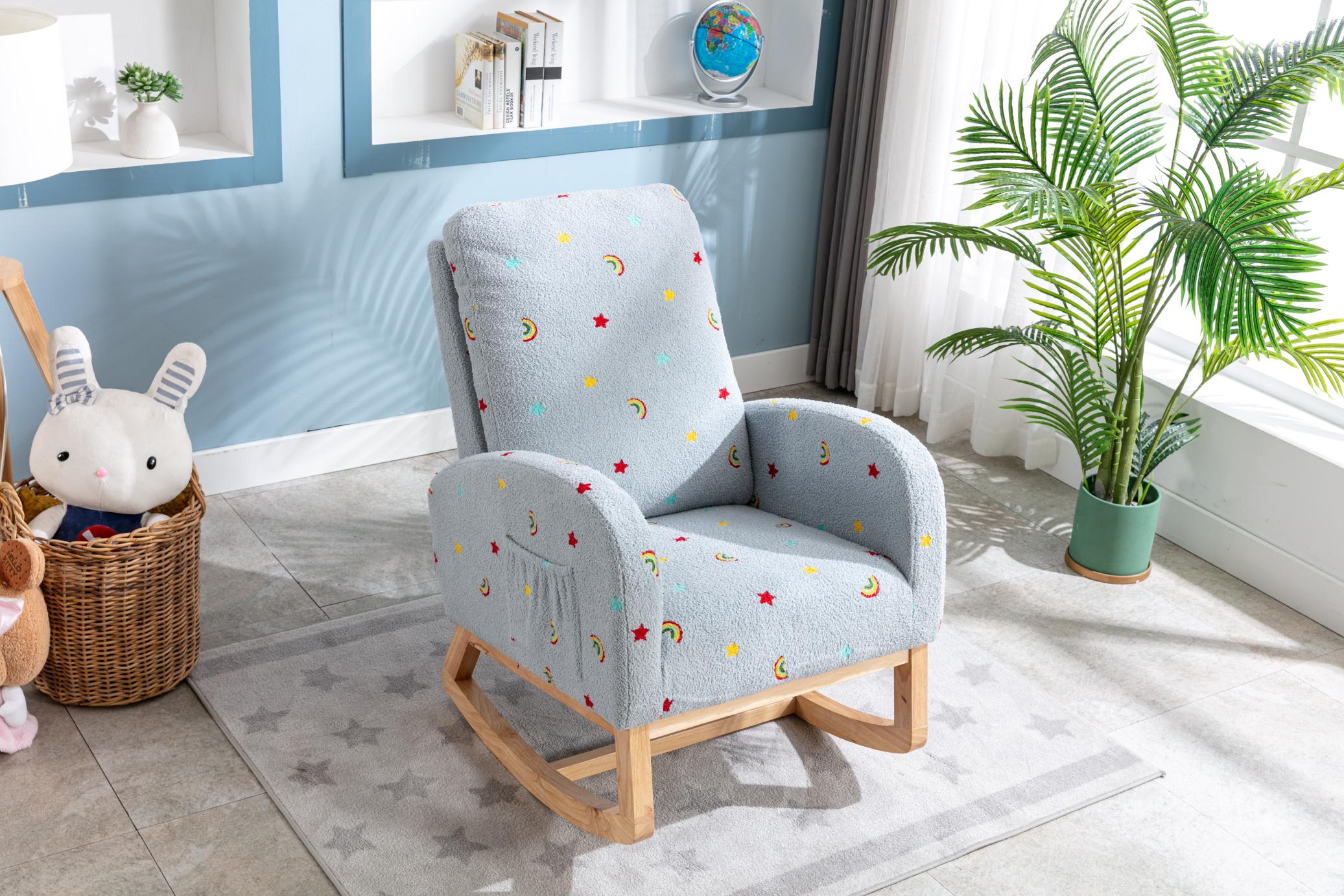 Children Rocking Chair Mid-Century Modern Rocking Armchair Upholstered