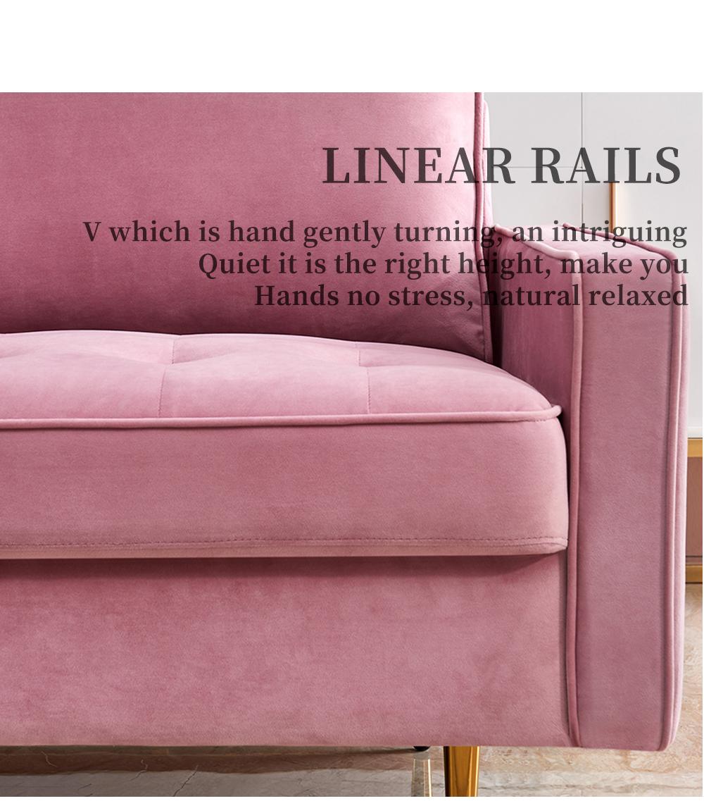 Modern Velvet fabric sofa 71" - Pink