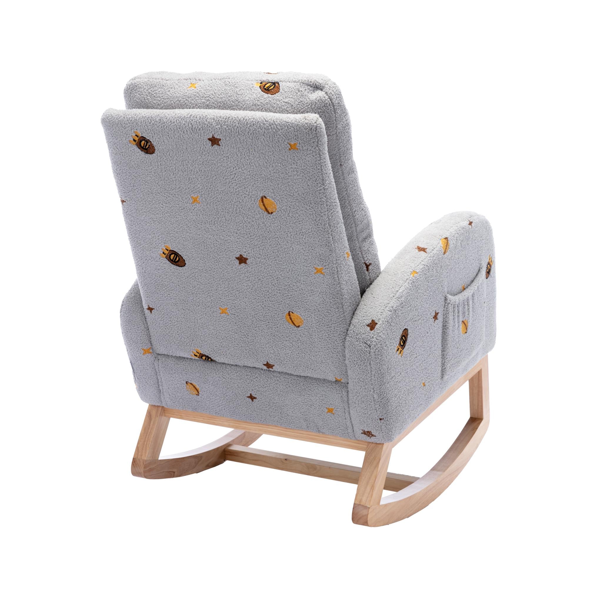 Children Rocking Chair Mid-Century Modern Rocking Armchair Upholstered