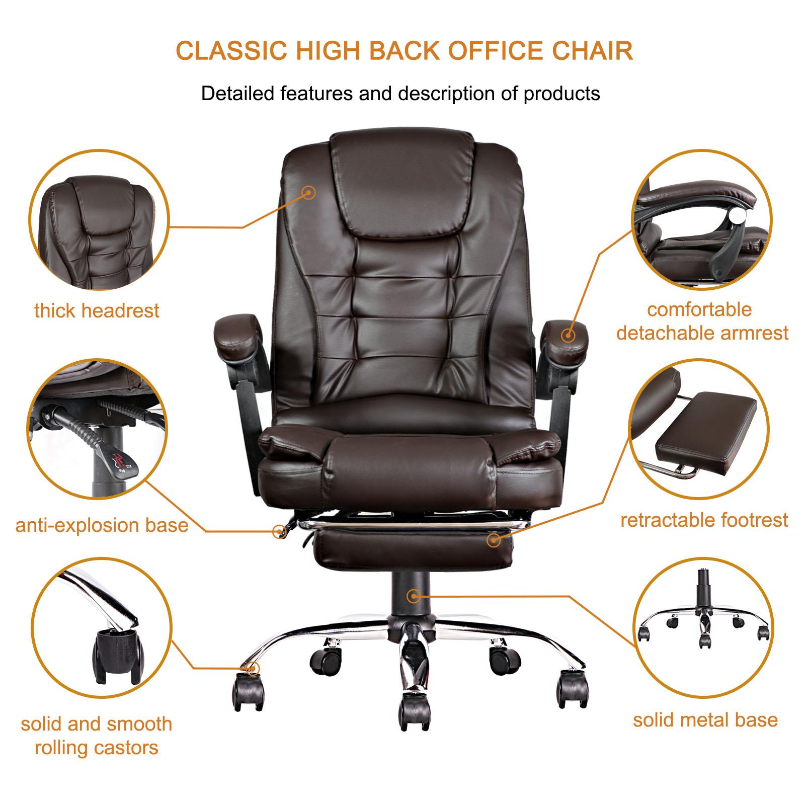 High-back office chair, adjustable ergonomic office chair