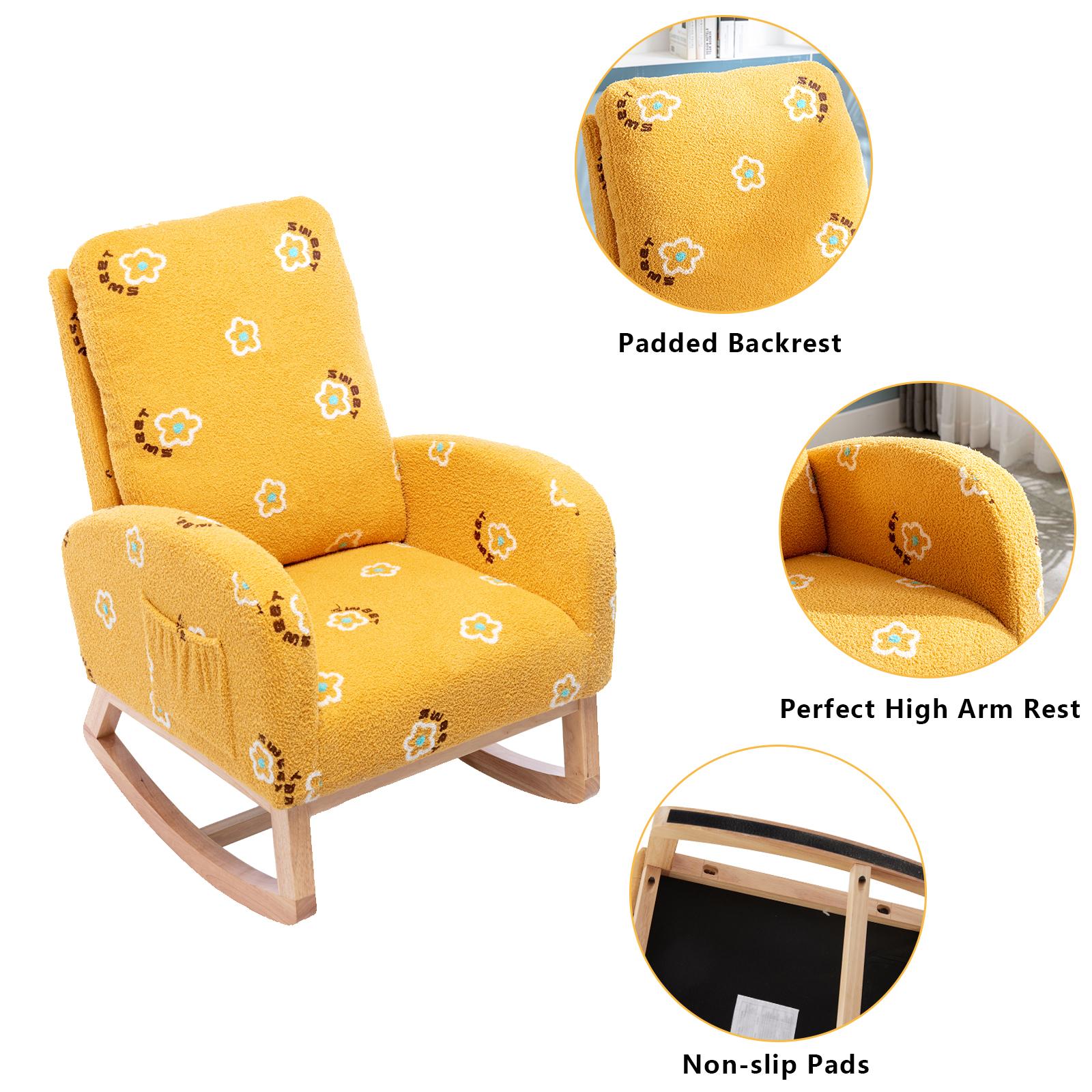 Children Rocking Chair Mid-Century Modern Rocking Armchair Upholstered