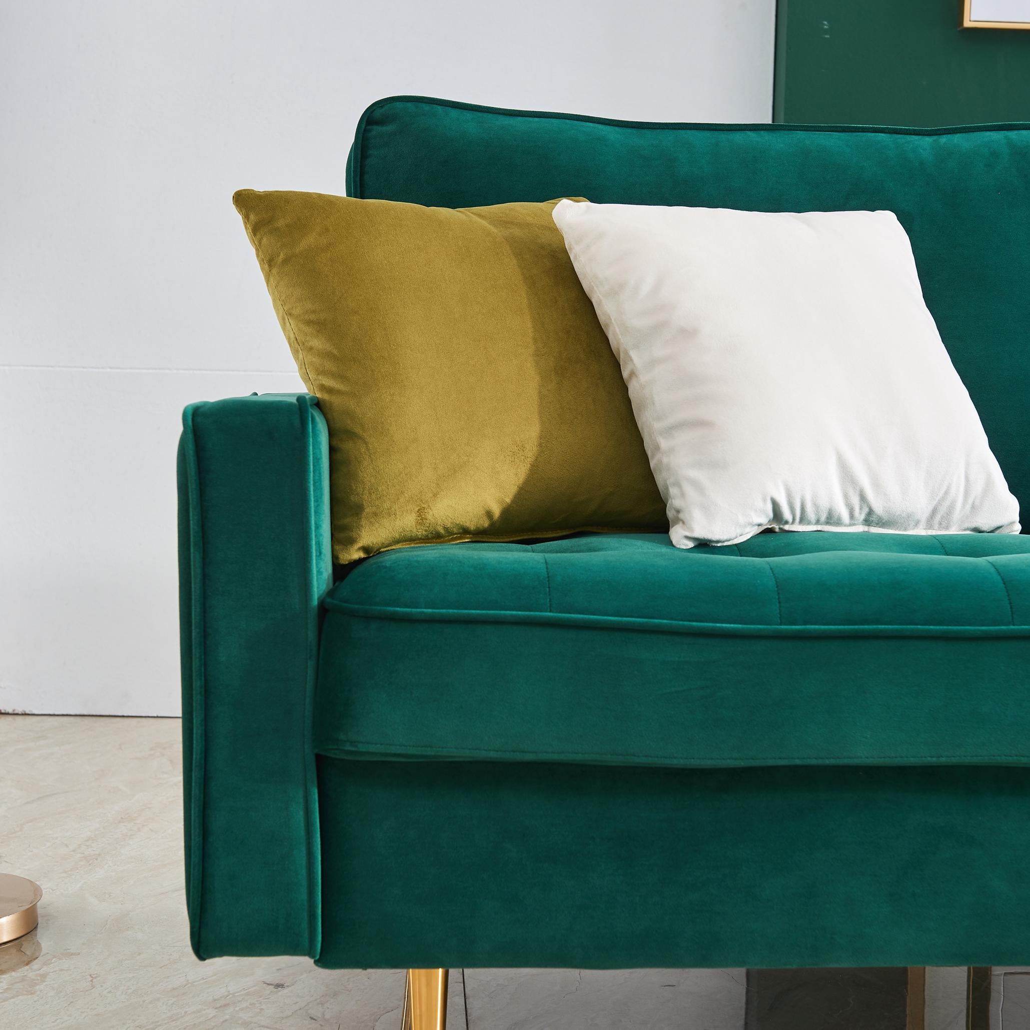 Modern Velvet fabric sofa 71" - Emerald