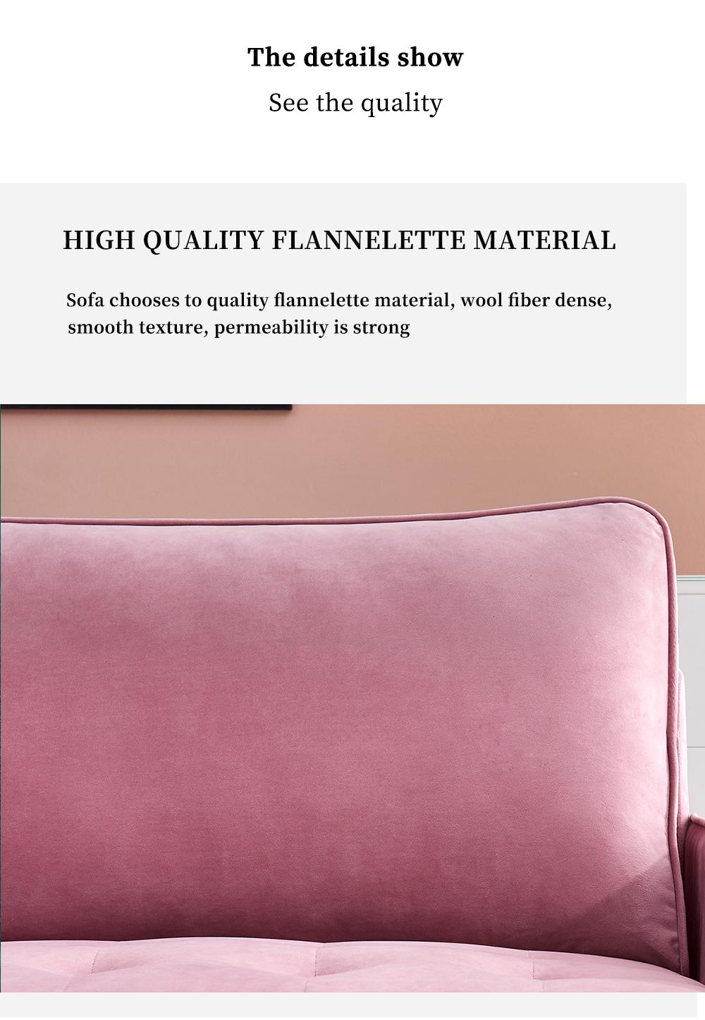 Modern Velvet fabric sofa 71" - Pink