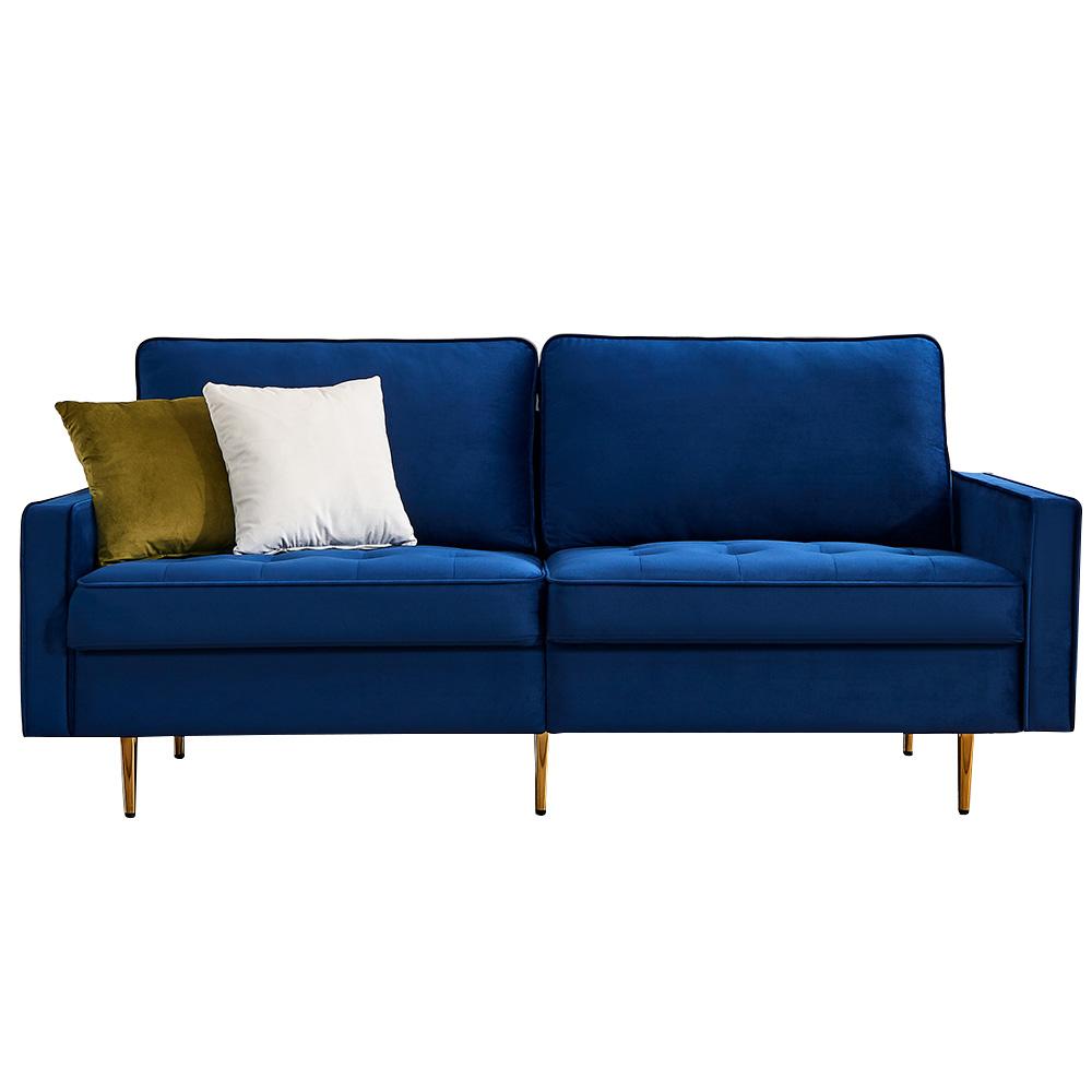 Modern Velvet fabric sofa 71" - Blue