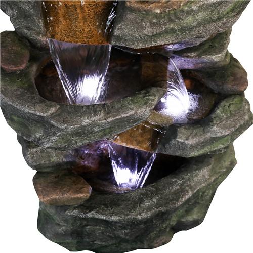 40.5inches High Rocks Outdoor Water Fountain with LED Lights