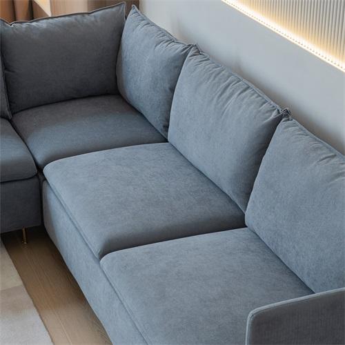 Modular L-shaped Corner sofa ,Left Hand Facing Sectional Couch, Grey Cotton Linen-90.9''