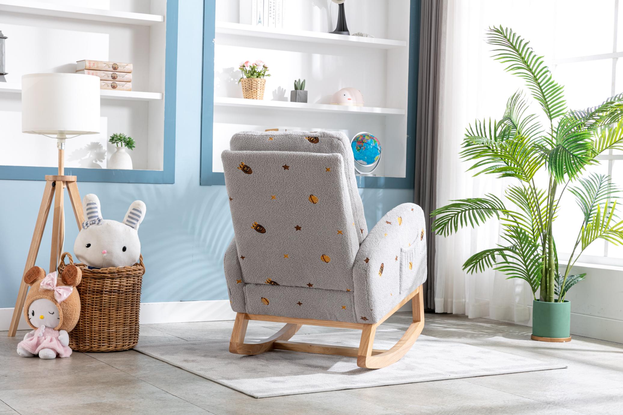 Children Rocking Chair Mid-Century Modern Rocking Armchair Upholstered