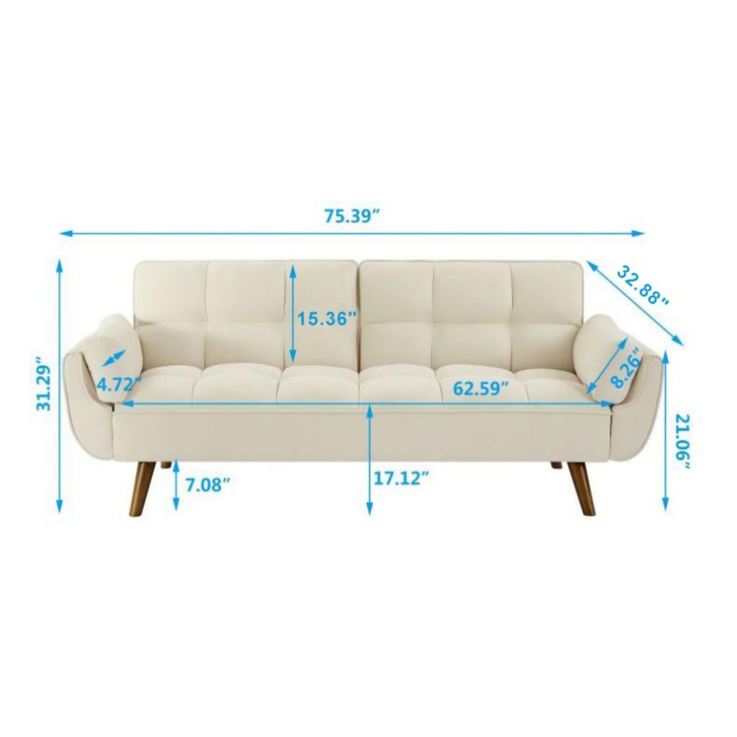 New Design Velvet Sofa Furniture Adjustable Backrest Easily Assembles Loveseat