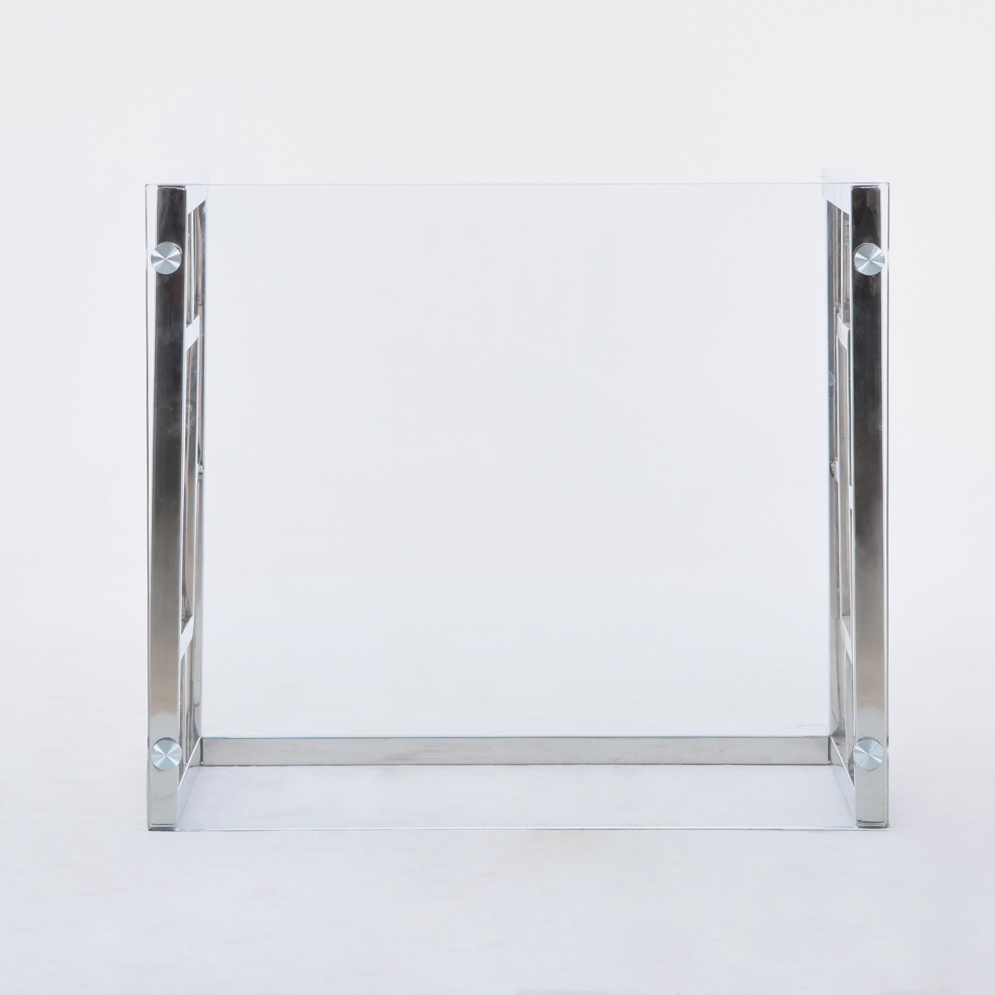 3 Pieces Silver Square Nesting Glass End Tables