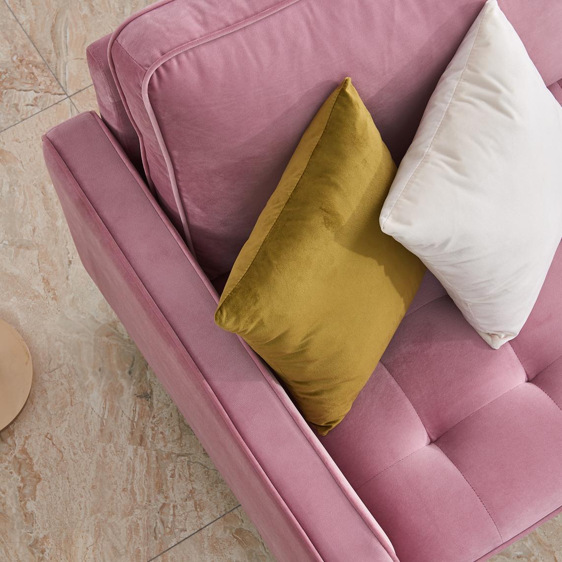 Modern Velvet fabric sofa 71" - Pink