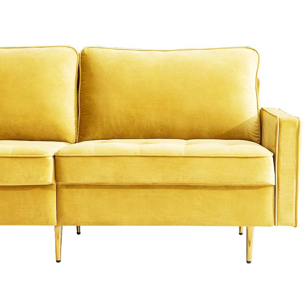 Modern Velvet fabric sofa 71" - Yellow