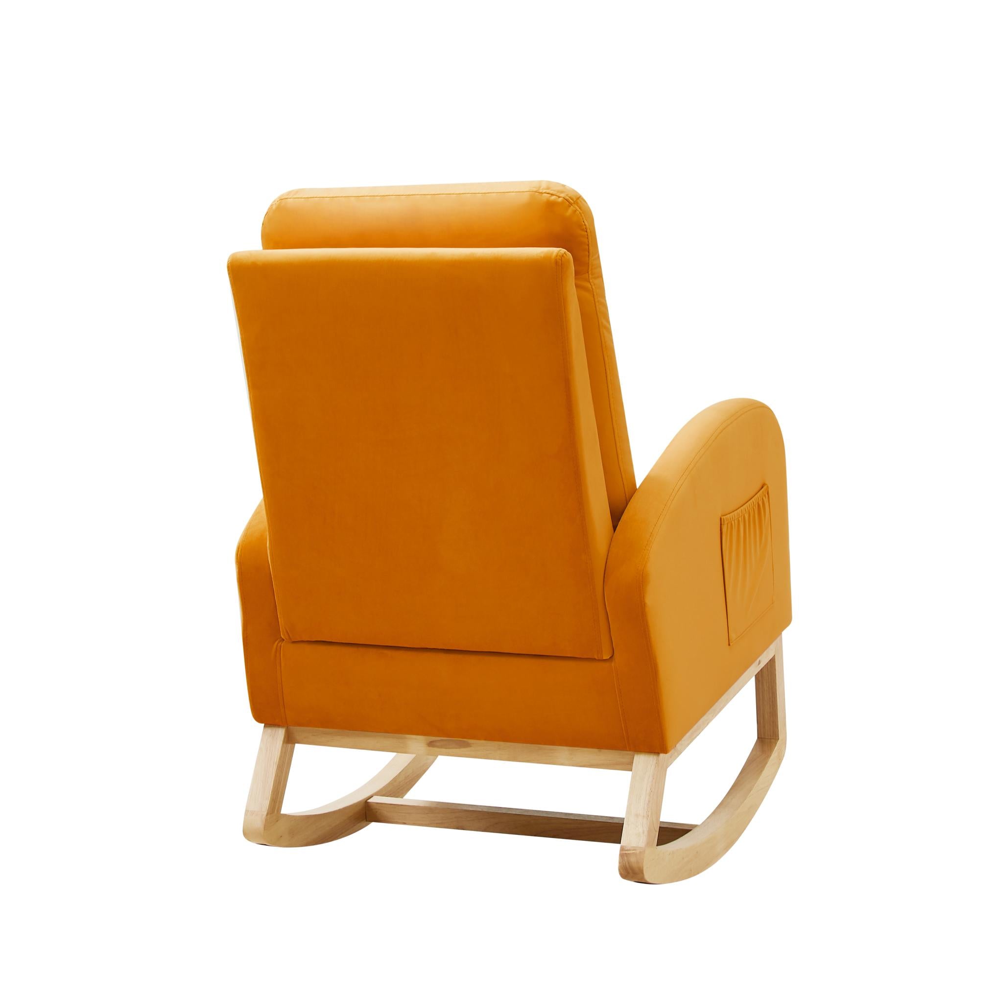 Rocking Chair Mid-Century Modern Rocking Armchair Upholstered Tall Back Accent Glider Rocker