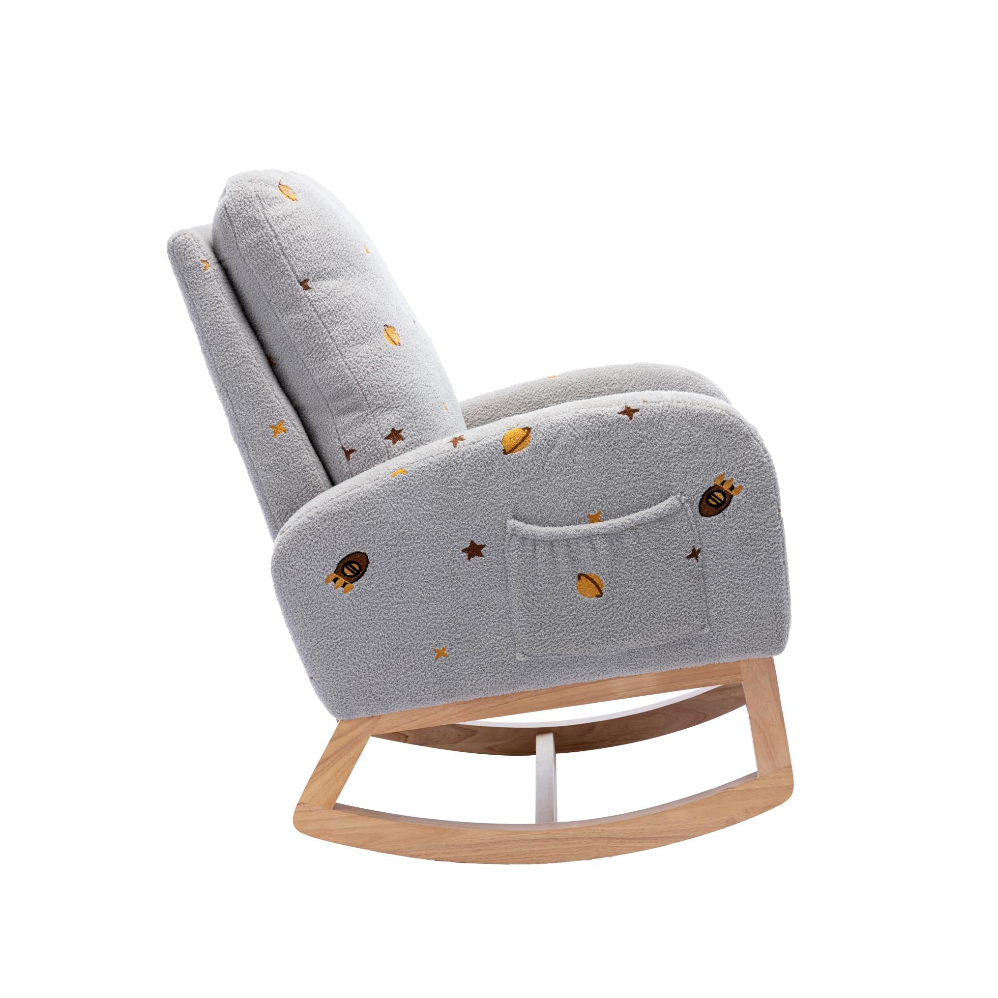 Children Rocking Chair Mid-Century Modern Rocking Armchair Upholstered