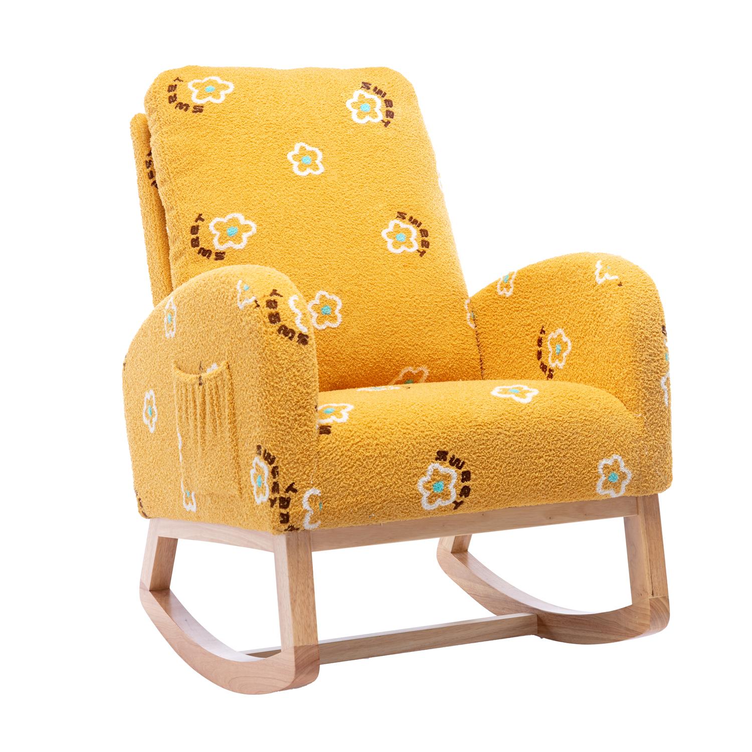 Children Rocking Chair Mid-Century Modern Rocking Armchair Upholstered