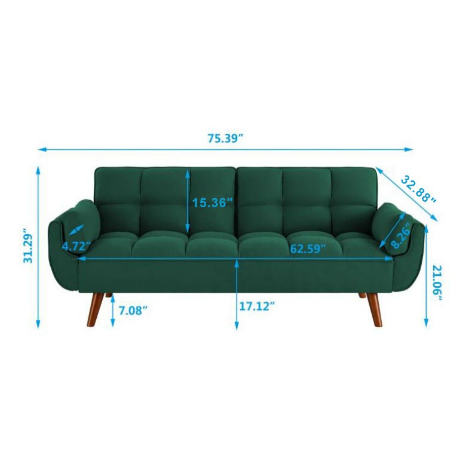 New Design Velvet Sofa Furniture Adjustable Backrest Easily Assembles Loveseat