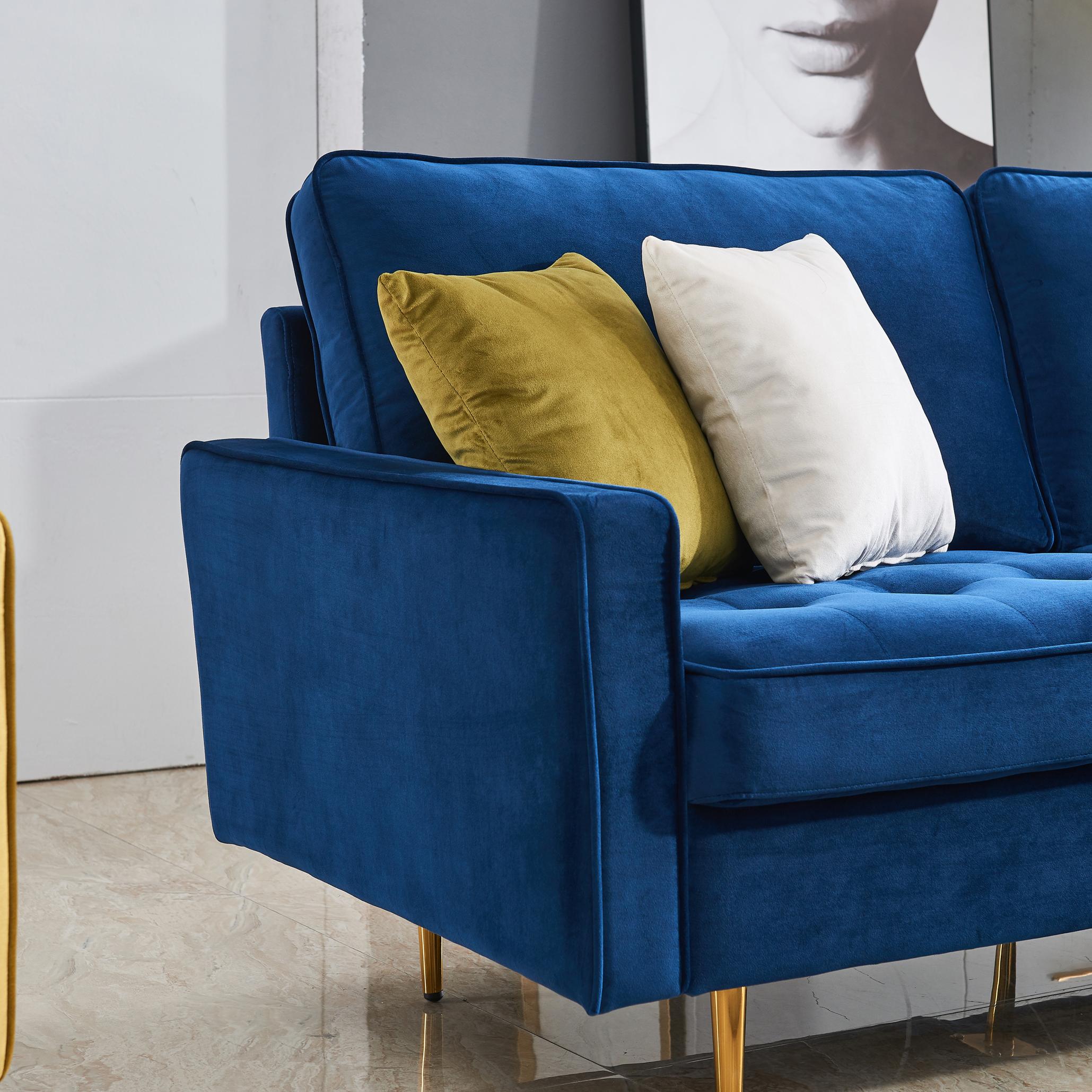 Modern Velvet fabric sofa 71" - Blue