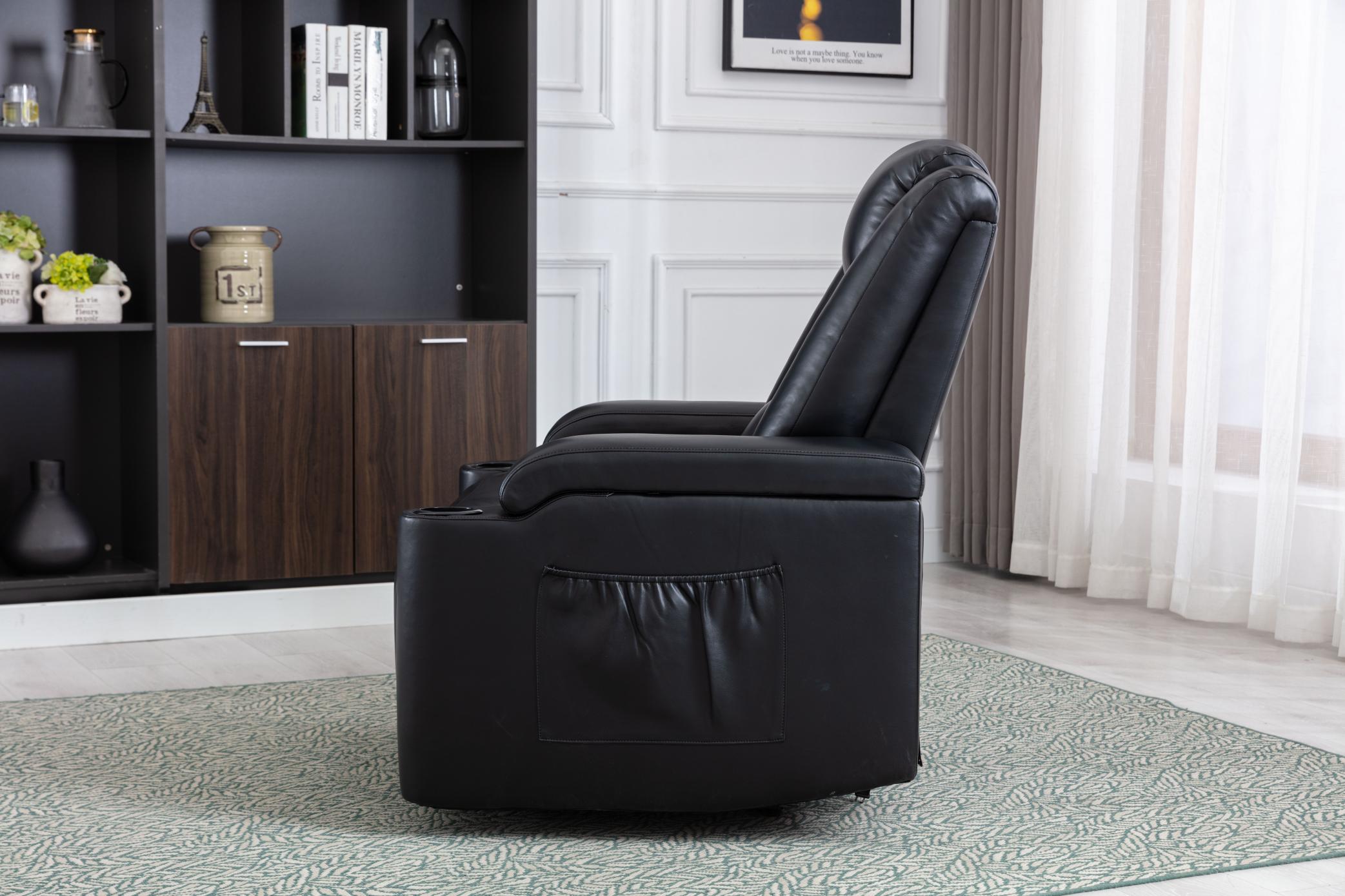 Power Recliner Chair Classic with Traditional Luxurious PU Leather luster, and Electric Headrest & two Cupholders, Sofa for living room&bed room