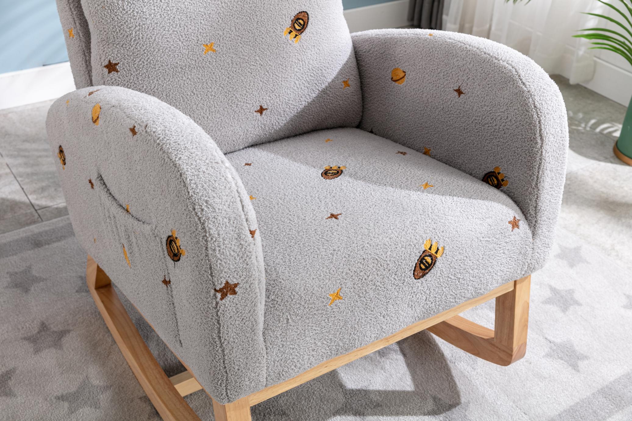 Children Rocking Chair Mid-Century Modern Rocking Armchair Upholstered