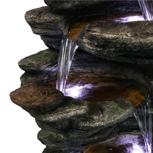 40inches High Rock Outdoor Cascading Waterfall with LED Lights, Soothing Tranquility for Home Decor