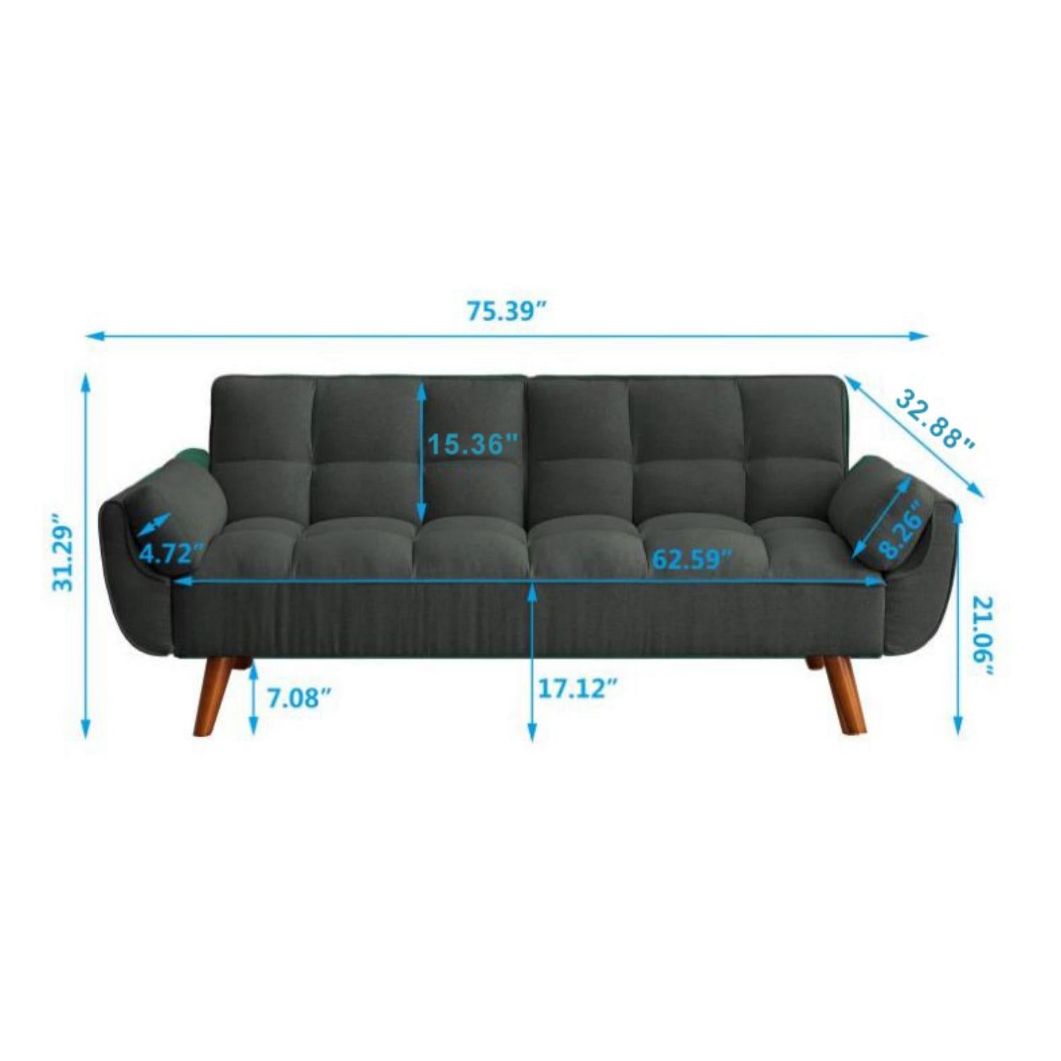 New Design Velvet Sofa Furniture Adjustable Backrest Easily Assembles Loveseat