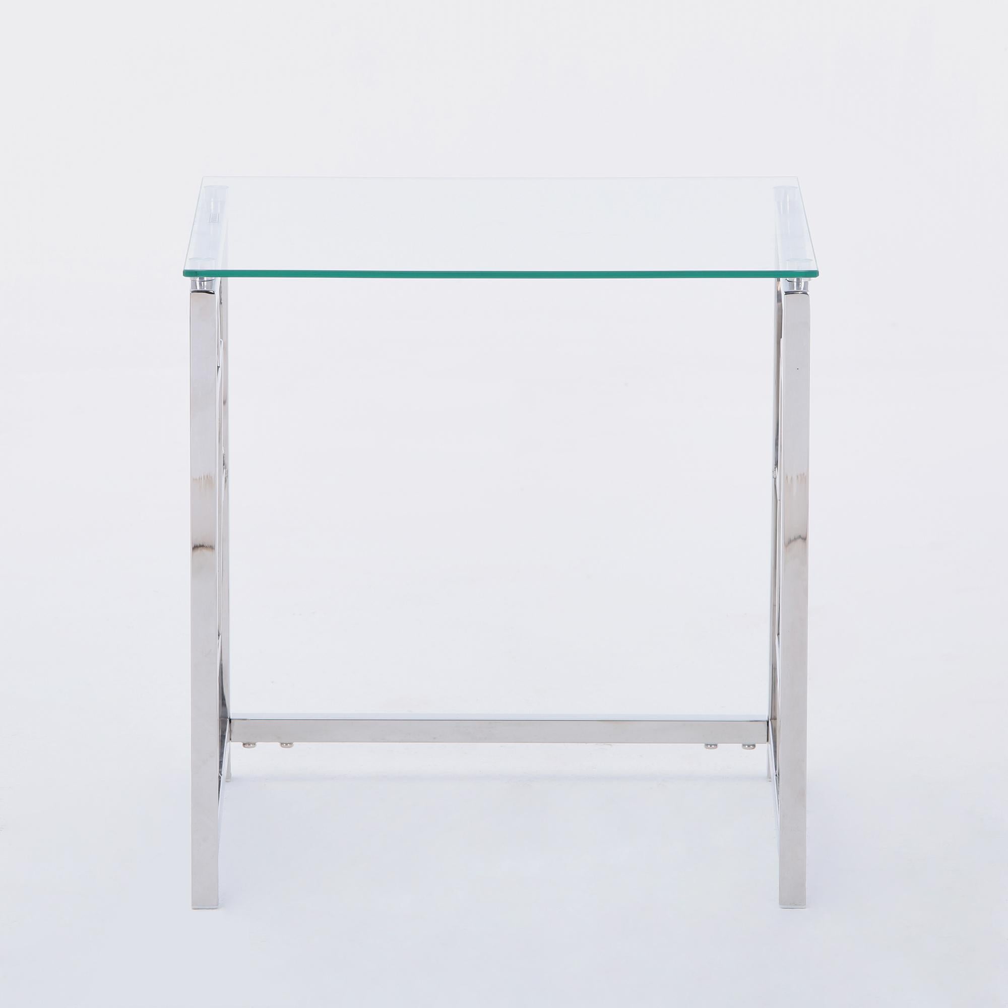 3 Pieces Silver Square Nesting Glass End Tables