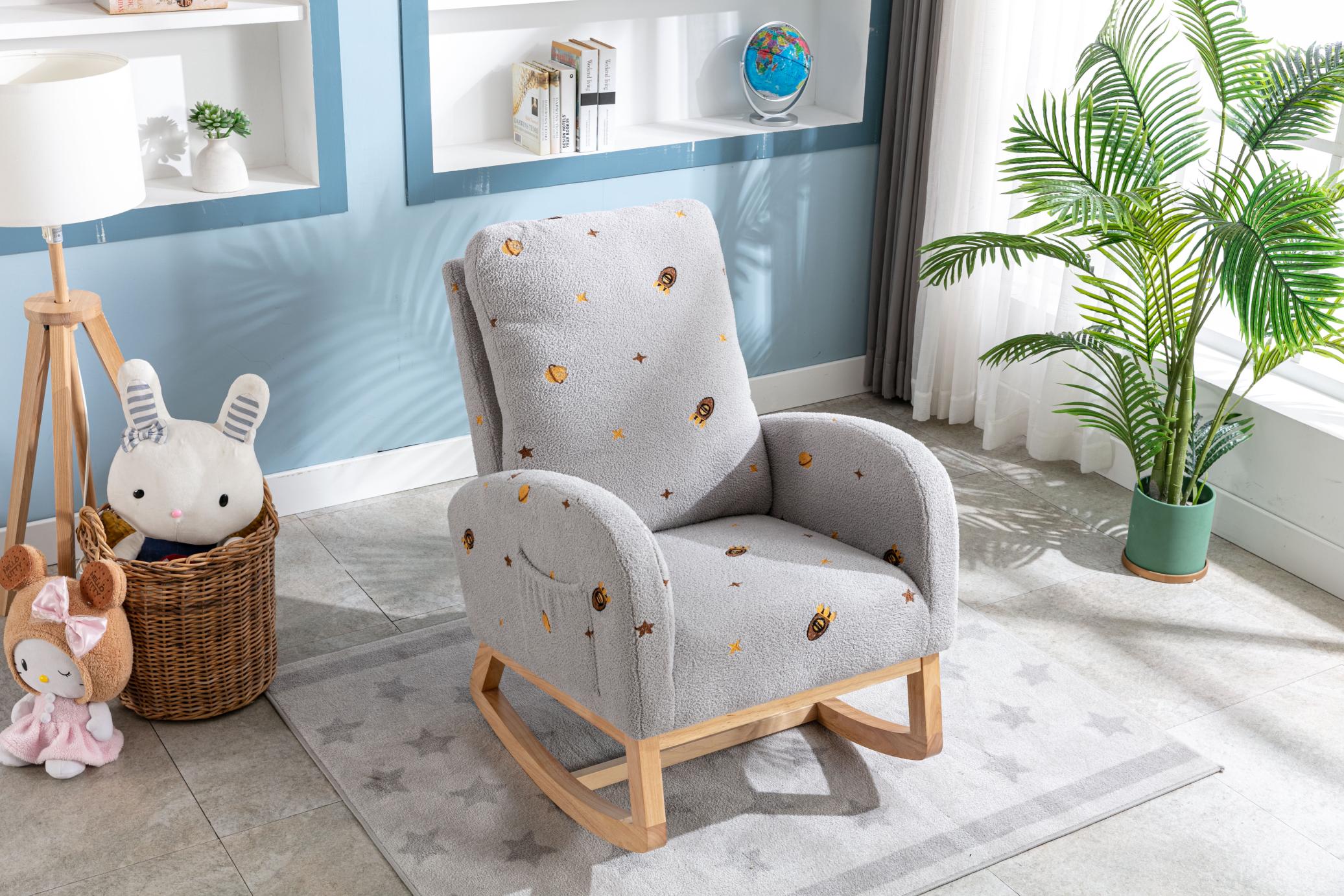 Children Rocking Chair Mid-Century Modern Rocking Armchair Upholstered