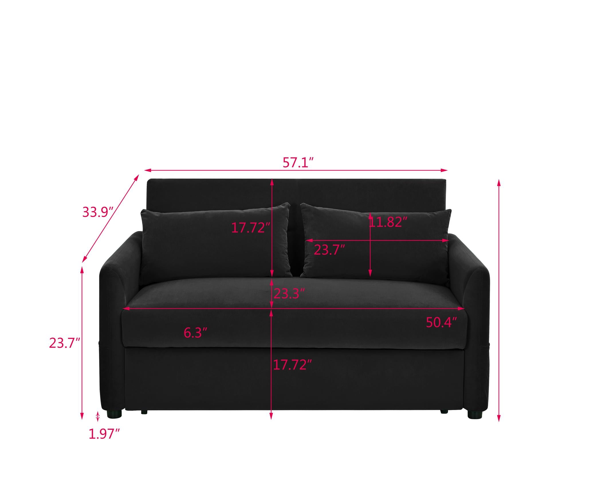 Leisure Loveseat Sofa for Living Room with 2 pillows