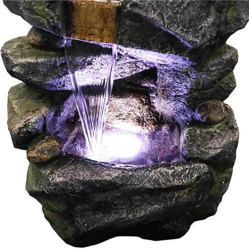 40inches High Stacked Simulated Rock Water Fountain with LED Lights