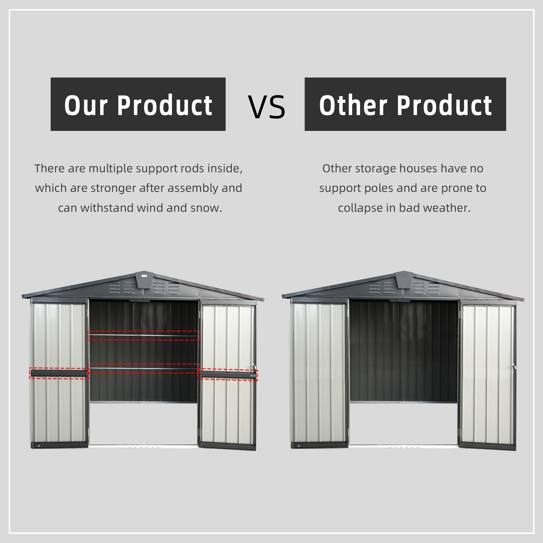 Storage Sheds Garden Shed with Metal Galvanized Steel Roof Outside Sheds&Outdoor Storage Clearance