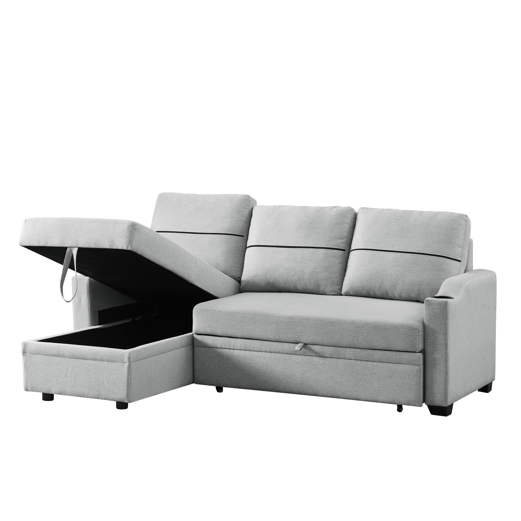 Leisure Pull-out Storage Sofa Chaise Longue Corner Broaching Bed for Living Room