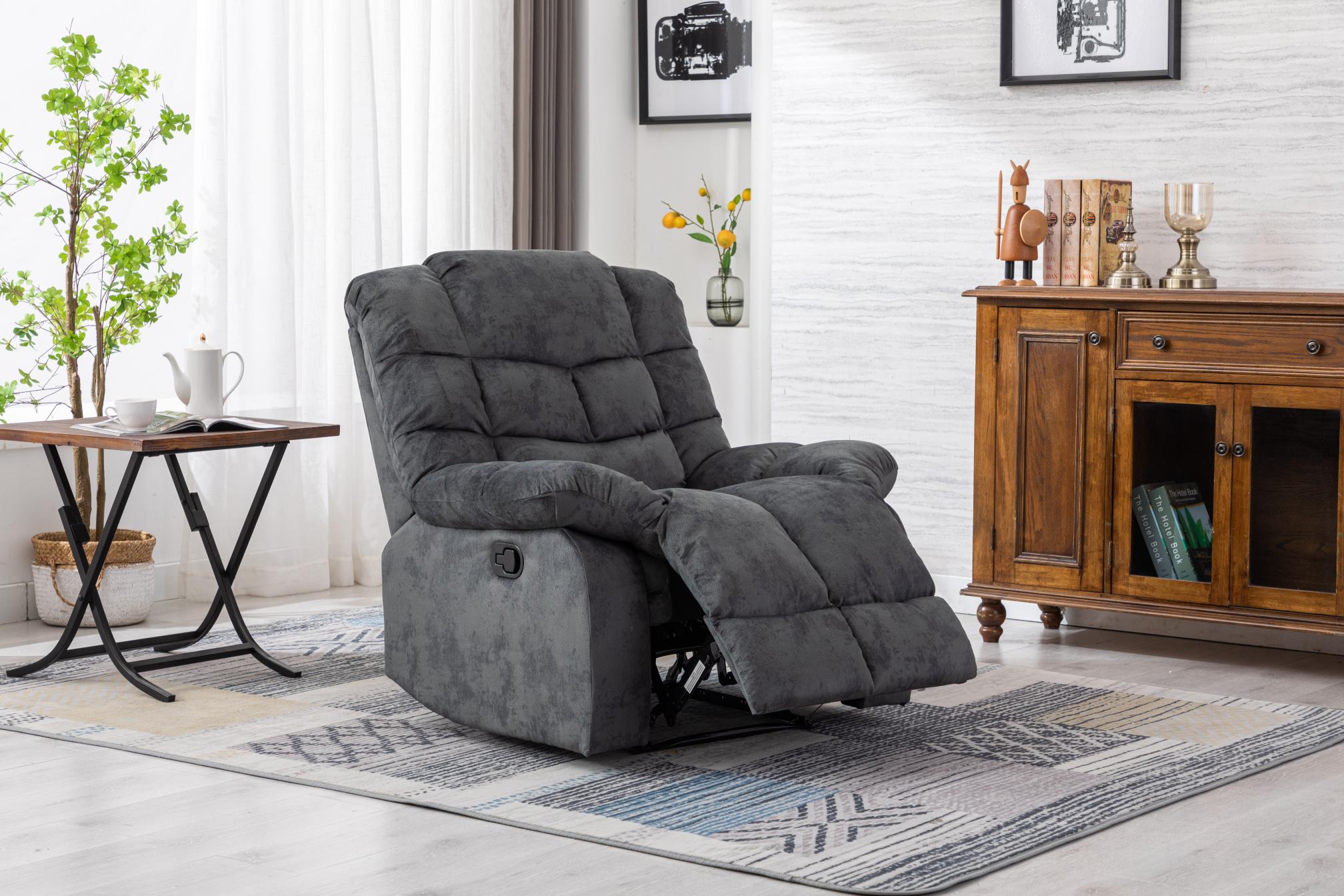 Classic Manual Relciner，suitable for living room&bed room, sofa with soft fabric and modern padded arms and back, arm chair