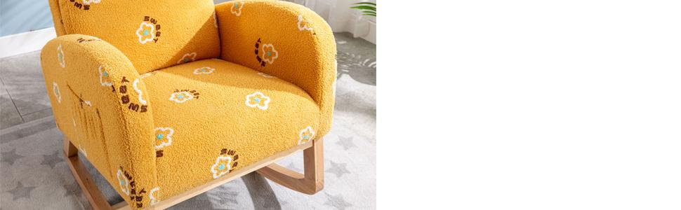 Children Rocking Chair Mid-Century Modern Rocking Armchair Upholstered