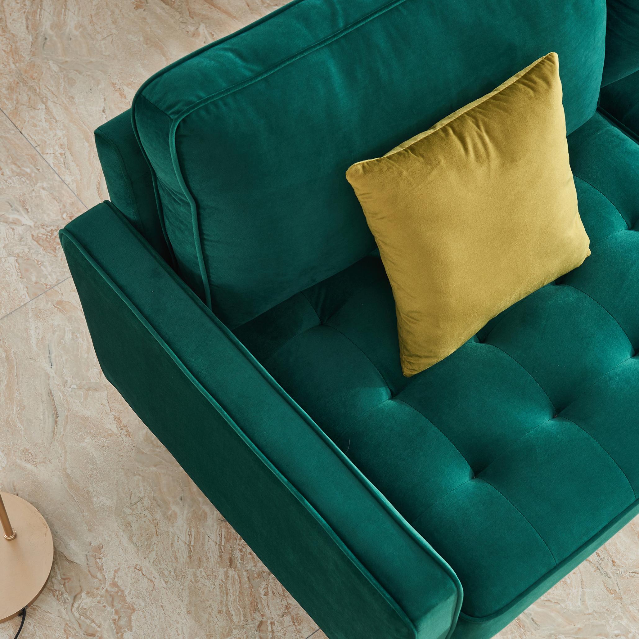 Modern Velvet fabric sofa 71" - Emerald